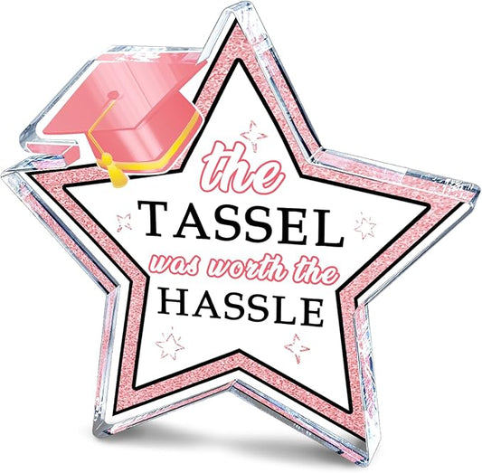 2025 Graduation Decorations for Her Teens Girls,Class of 2025 for College University Graduate Friends Daughter Sister Student Gifts for Women Girls Her,Pink Star Shaped Acrylic Decor Gifts
