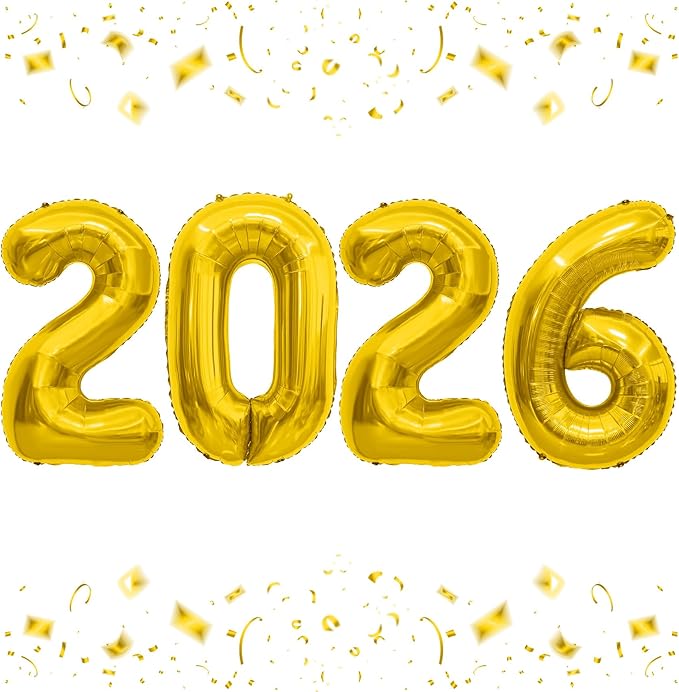 2026 Balloons, 40 Inch 2026 Number Balloons Gold 2026 Balloon Large Foil New Year Balloon Numbers 2026 Mylar Baloons for Birthday Christmas Graduation New Years Eve Party Supplies Decorations