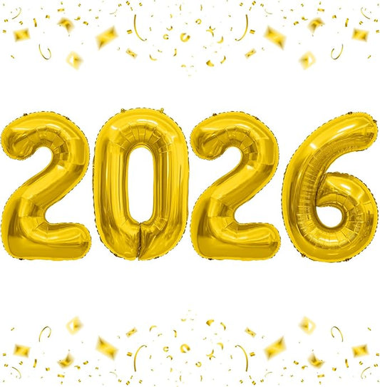 2026 Balloons, 40 Inch 2026 Number Balloons Gold 2026 Balloon Large Foil New Year Balloon Numbers 2026 Mylar Baloons for Birthday Christmas Graduation New Years Eve Party Supplies Decorations