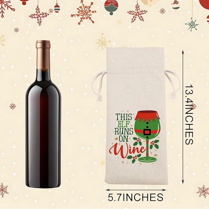 Funny Christmas Wine Bags for Wine Bottles Gifts Christmas Wine Bottle Cover Drawstring Gift Bags Burlap Wine Bag for Xmas Birthday Holiday Wedding Housewarming Party Decorations