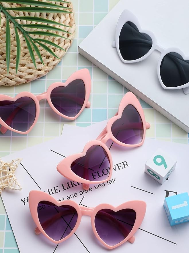 Flutesan 15 Pairs Heart Shaped Sunglasses Vintage Cat Eye Sunglasses for Bachelorette Party Supplies