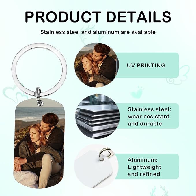 Custom Keychain with Picture Double Side Personalized Engraving Photo LOGO Text Customized Gifts for Boyfriend Men Women