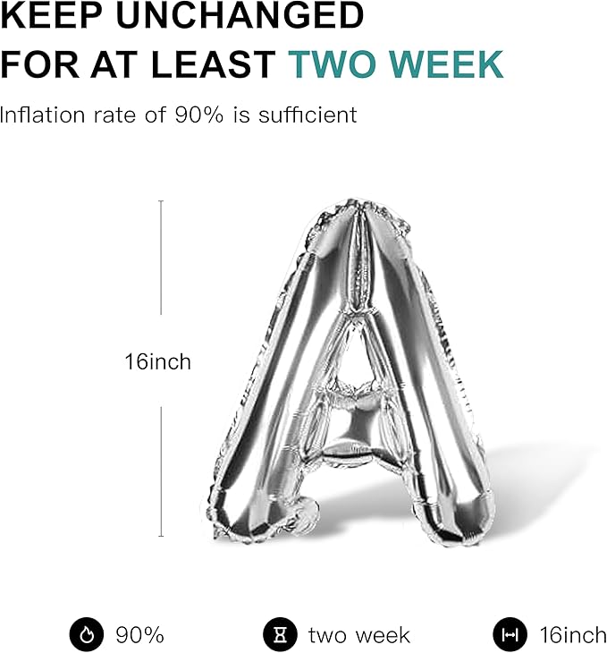 58 PCS Letter Balloons Alphabet Letters 2 Sets A- Z & 1 Sets AEIOU 16 - Inch Mylar Foil Balloons Set for Wedding/Birthdays/Annivs/Grads party Decoration Banner Custom Phrase (silver)