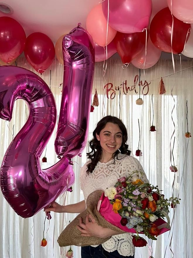 Rosy Purple Number 1 Balloon 40 inch, Number 1 Birthday Balloons for Boy Girl, Rosy Purple Foil One Balloon for 1st 10 11 12 16 18 Birthday Party, Anniversary Celebration Numbers Decorations