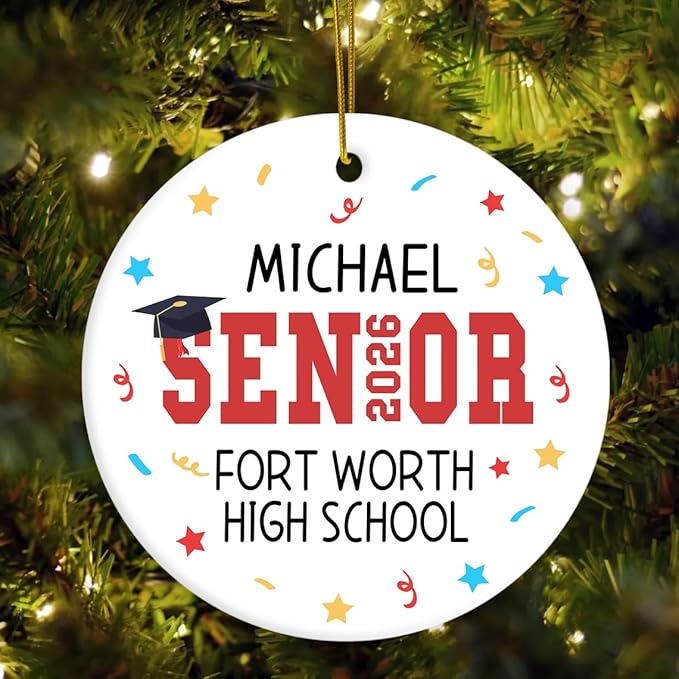 Personalized Senior Year Christmas Ornaments, Custom Class of 2026 Graduation Gifts for Senior Students, Class of 2026, Christmas Decorations, Custom Name Gift, Graduation Gifts for Him Her