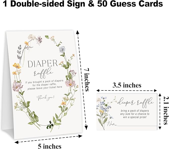 Baby In Bloom Diaper Raffle Tickets for Baby Shower, Spring Floral Wreath Baby Shower Games for Gender Reveal, Baby Shower Party Decor & Supplies-A03