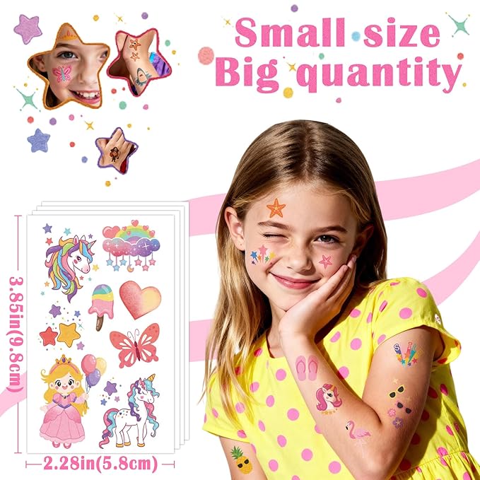 326+ PCS Kids Temporary Tattoos, 60 Sheets Small Watercolor Fake Tattoos with Mermaid, Truck, Animal, Princesses, Pirate, Dinosaur, Alien, Butterfly Mixed Styles Stickers for Boys and Girls Gifts