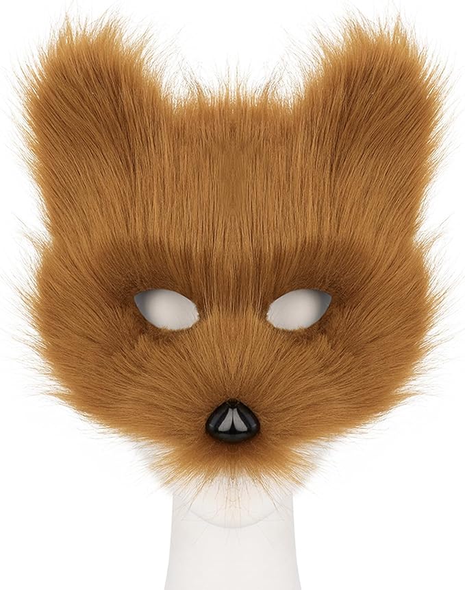 Animal Fox Wolf Mask Halloween Party Cosplay Costumes Props Plush Cat Half Face Masks Carnival Christmas Masquerade