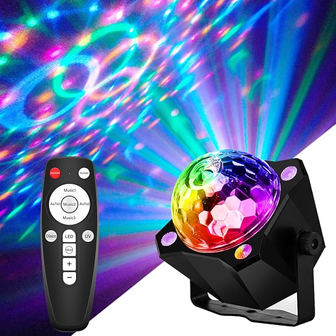 Disco Ball Party Lights Sound Activated with Strobe Effect for Halloween Christmas Parties Birthday Karaoke Wedding Home Club Decor