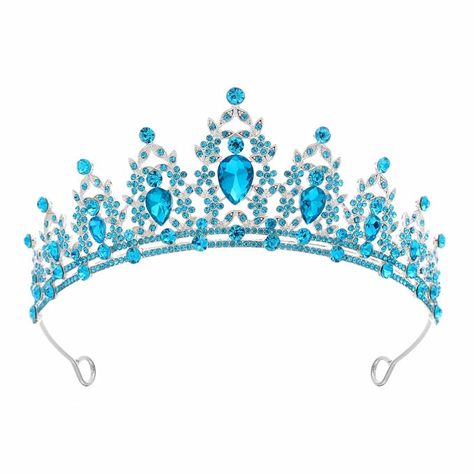 Tiara Crown for Women, Headband Hair Accessories for Birthday Wedding Party Costume (C-Blue)