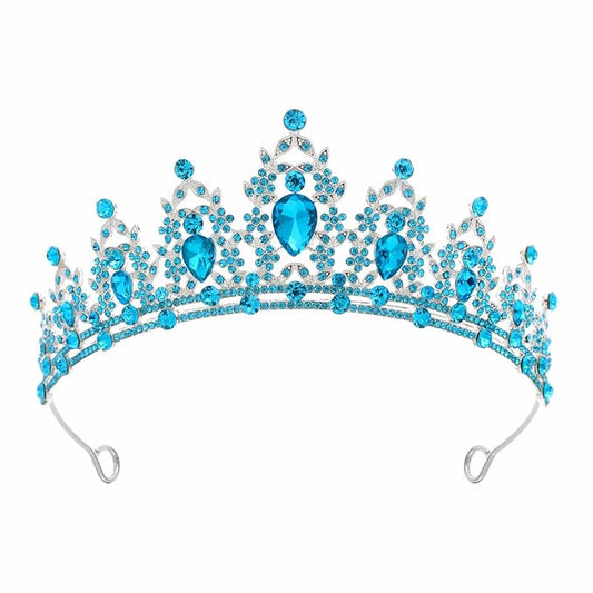 Tiara Crown for Women, Headband Hair Accessories for Birthday Wedding Party Costume (C-Blue)