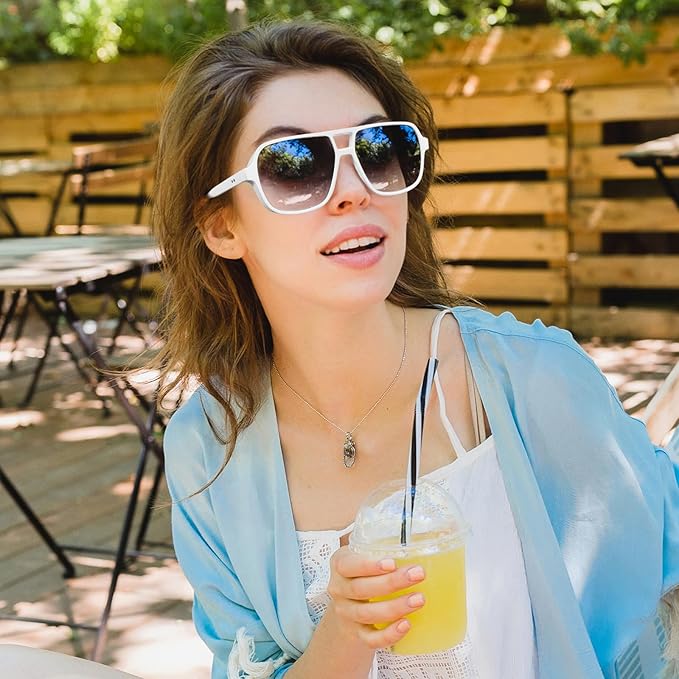 FEISEDY Retro Square Aviator Sunglasses Women Men 70s Vintage Trendy Plastic Frame Sun Glasses B4158
