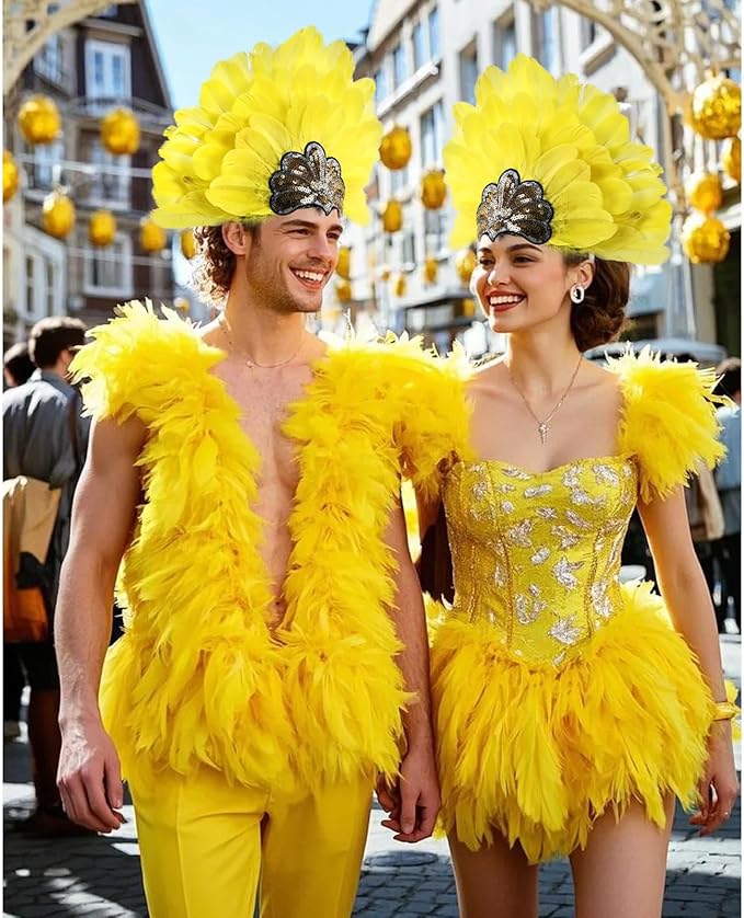 Women's Carnival Feather Headpieces Sequin Headdress for Wedding Masquerade Party Cosplay Feather Headbands