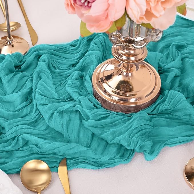 Teal Table Runner Cheesecloth Table Runners 10FT Farmhouse Table Runners 120 Inches Fall Table Decor Dining Room Centerpiece Wedding Boho Baby Shower Birthday