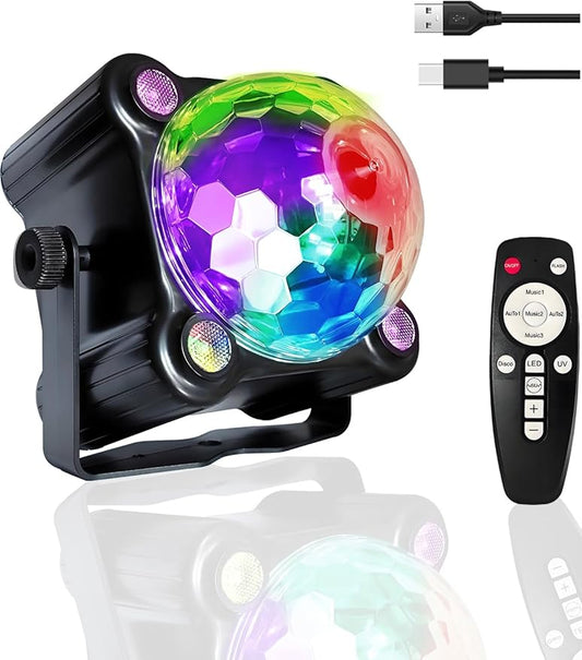 Disco Ball Light for DJ Party: Strobe Led Dance Stage Lighting Sound Activated Rotating Lamp With Remote Control for Room Indoor Outdoor Kids Ceiling Decor Bar Club Rave Home Wedding Karaoke Christmas