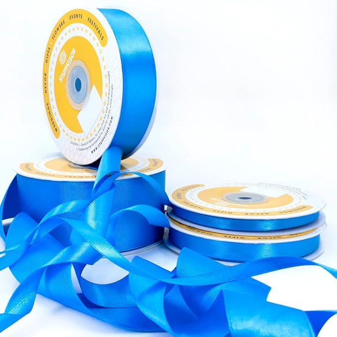 Blue Satin Ribbon, 2" x 50 Yards, Double Face Solid Color, Thick and Durable Ribbon Roll, 100% Polyester for Gift Wrapping, Crafts, Hair and Decorations