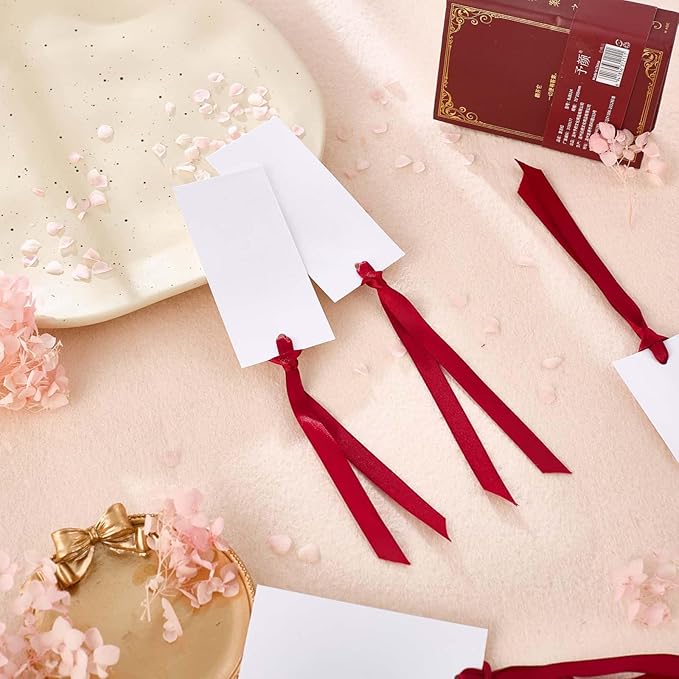 60pcs Name Cards for Table Setting,1.77x 3.74inces Place Cards, Wedding Place Cards.Wedding Name Tags.Present Tags with String Attached.and Reserved Signs for Wedding Seating.(Wine Red)