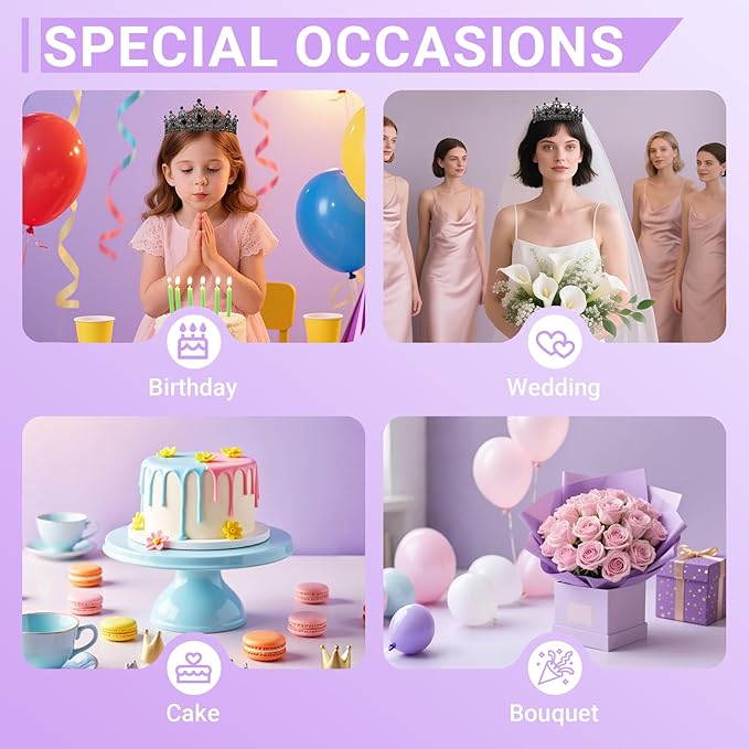 Tiara Crown for Women, Queen Tiara for Birthday Prom Bridal Party Custome Black