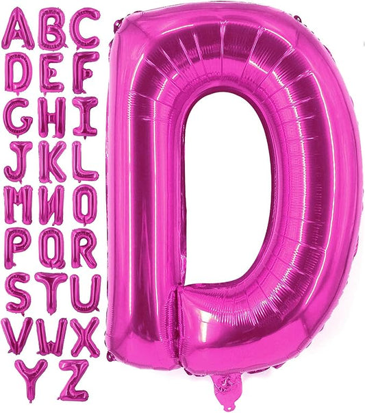 Lovoir 40 Inch Large Hot Pink Letter D Balloons Big Size Jumbo Mylar Foil Helium Balloon for Birthday Party Celebration Decorations Alphabet Hot Pink D
