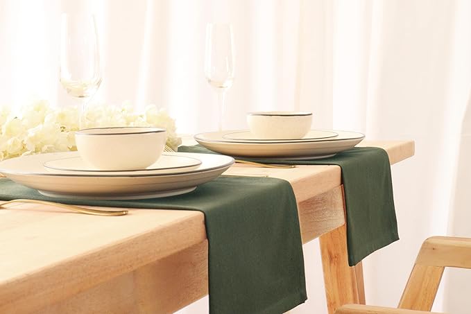 PurpleEssences Set of 6 Cloth Dinner Napkins 100% Cotton 18x18 Inch - Soft Durable Washable - Ideal for Farmhouse Party Christmas Holiday Winter - Perfect Everyday Use Table Linen - Olive Green