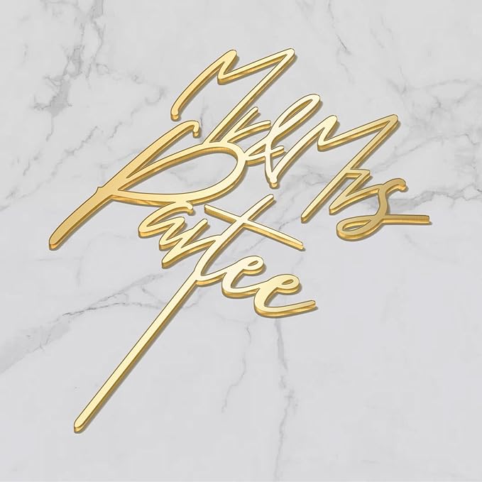 Mr & Mrs Wedding Cake Topper Custom Bride Groom Last Name Personalized Cake Decoration Anniversary Engagement Cake Topper in Acrylic D1 (Stadella)