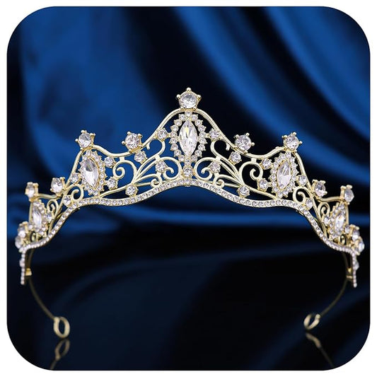 Crystal Princess Queen Tiara - Birthday Rhinestone Crowns Headband for Women Wedding Halloween Prom Pageant Party Coming of Age Ceremony Photo Props （HG293-G White）