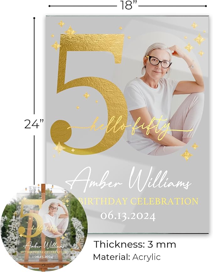 18"x24" Custom Welcome Sign for Party, Personalized Welcome Sign for Birthday Party, Custom Sign in Acrylic, Foam Board, or Coroplast Welcome Signs B (Design E)