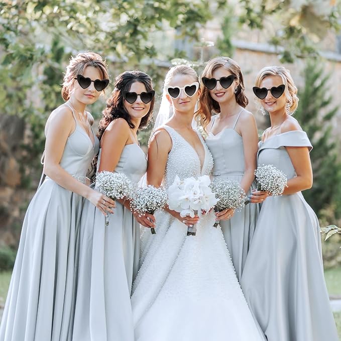 4/6/8/10/12 Pack Bachelorette Sunglasses Heart Sunglasses Vintage Heart Shaped Glasses for Women Bridal Party Wedding