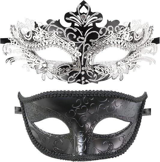 Coddsmz Couple Masquerade Mask Set - Venetian & Mardi Gras Mask for Women & Men