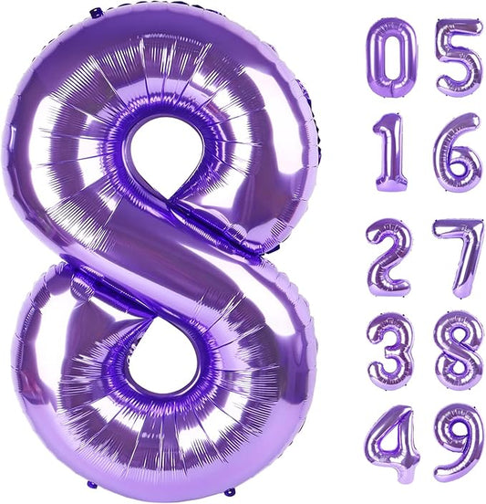 Purple Number 8 Balloon - 40 Inch, Birthday Party Decorations, Anniversary & Graduation Supplies