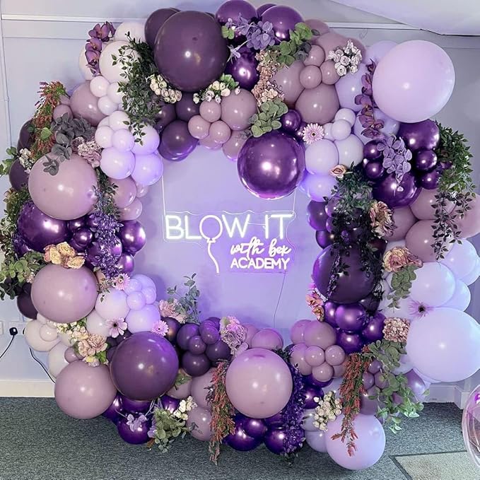 Purple Balloon Arch Kit Double Stuffed Latex Lavender Lilac Balloon Garland For Birthday Baby Shower Graduation Prom Sweet 16 Encanto Wednesday Addams Decoration