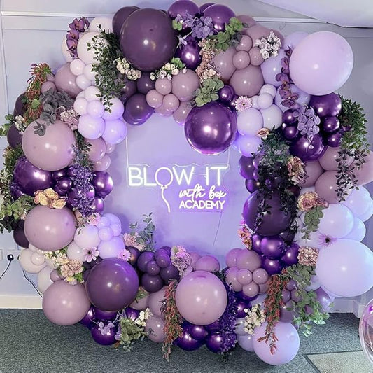 Purple Balloon Arch Kit Double Stuffed Latex Lavender Lilac Balloon Garland For Birthday Baby Shower Graduation Prom Sweet 16 Encanto Wednesday Addams Decoration