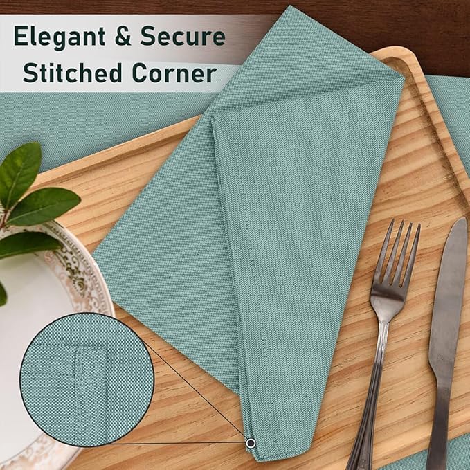 Ruvanti Cloth Napkins Set of 12, 18x18 Reusable Napkins Cloth Washable, Soft & Durable Table Napkin, Poly Cotton Fabric Dinner Napkins for Parties, Christmas, Thanksgiving, Weddings - Teal