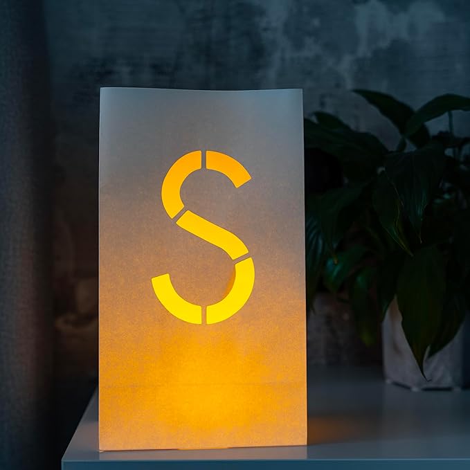 Light Up Letter S - Luminary Bags Perfect for Personalized Happy Birthday Banner, Proposal Decorations, Engagement Party Decorations and Congratulations Banner for Your Loved One