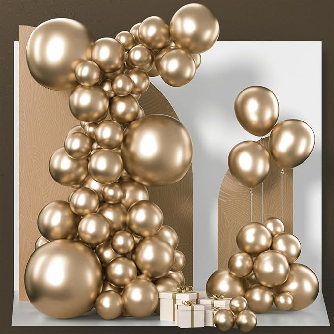 PartyWoo Chrome Gold Balloons 85 pcs Metallic Balloons Different Sizes Pack of 18 12 10 5 Inch Gold Balloon Arch Kit Balloon Garland for Birthday Christmas Baby Shower Party Decorations Gold-G127
