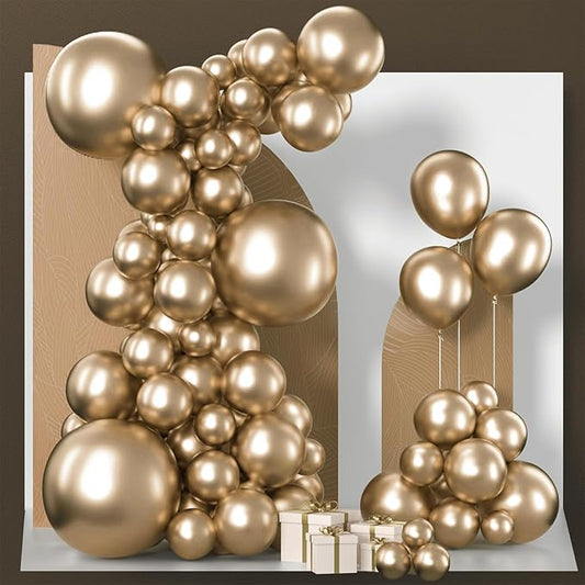 PartyWoo Chrome Gold Balloons 85 pcs Metallic Balloons Different Sizes Pack of 18 12 10 5 Inch Gold Balloon Arch Kit Balloon Garland for Birthday Christmas Baby Shower Party Decorations Gold-G127