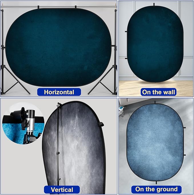 Kate Collapsible Backdrop Pop Up Backdrops Portable Folded Blue Background for Portrait Photography, for Video Conference, for Live Stream, 5x6.5ft