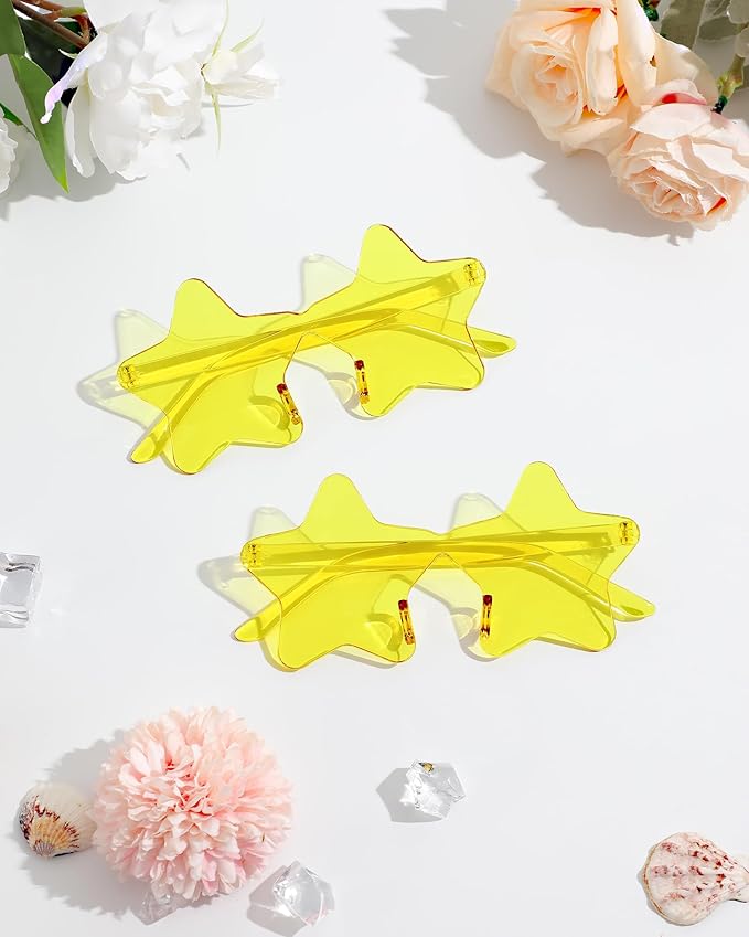 20 Pairs Rimless Star Sunglasses Bulk Transparent Candy Color Star Glasses for Women Men Party Favors
