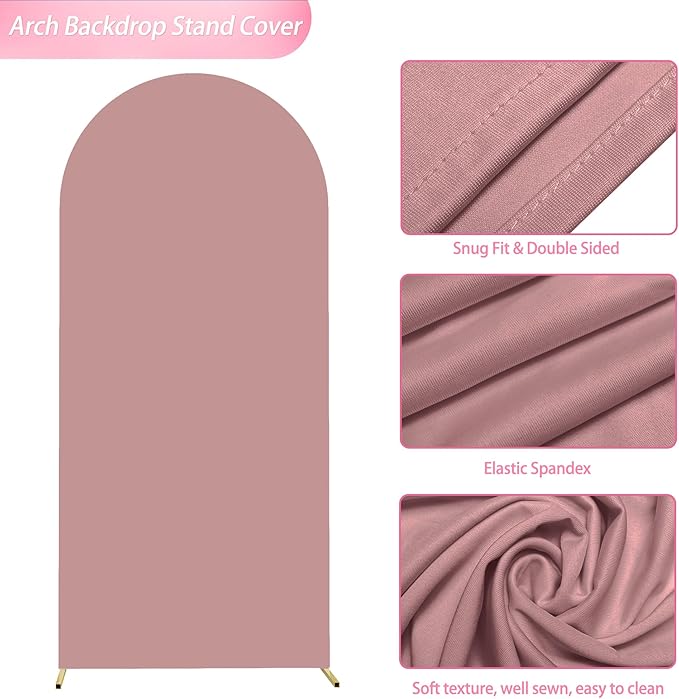 Wokceer 6 FT Wedding Arch Stand and Arch Cover, Metal Arch Backdrop Stand with Arch Stand Cover for Birthday Party Wedding Ceremony Bridal Baby Shower Event Decor, Light Dusty Rose