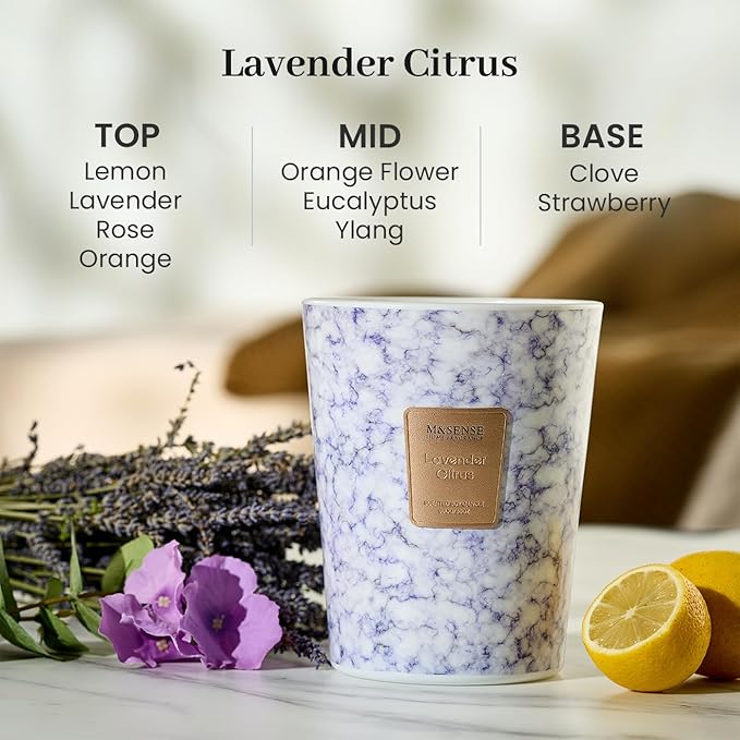 M&SENSE Extra Large Candle 35oz 150H LavenderCitrus Scented, 3 Wick Highly Scented Jar Candle, XL Large Christmas Gift Candle for Women, Long Lasting Burning for Holiday, Thanksgiving, Christmas