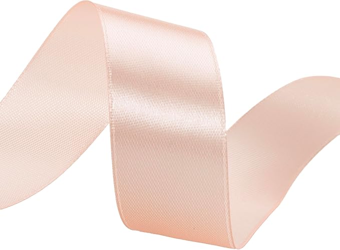 1 Inch Peach Solid Satin Ribbon, 50 Yards Craft Fabric Ribbon for Gift Wrapping Floral Bouquets Wedding Party Decoration