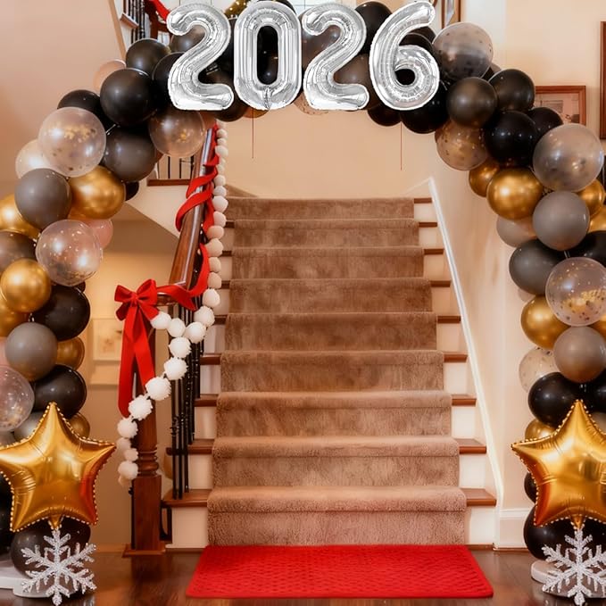 Silver 2026 Balloons New Years Balloons 2026 Balloon Nnumbers for Happy New Year Decorations 2026 Signs Graduation Anniversary Balloons Decor