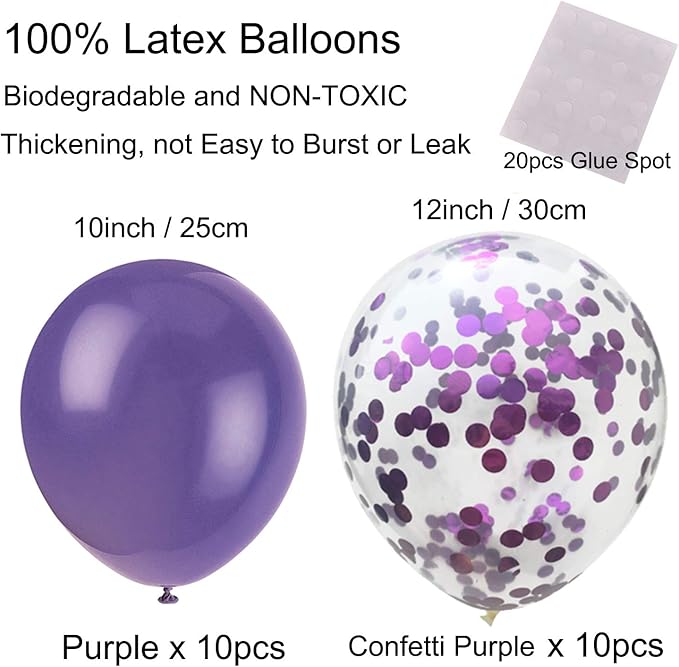 ZERODECO Party Decorations, Purple Confetti Balloons Decorative Folding Fans Paper Pompoms Triangle Bunting Flags Garlands for graduation Wedding Birthday Baby Shower Mermaid Party Decorations