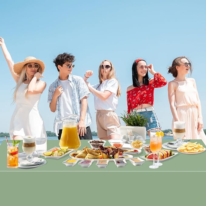 WNINK 2 Pcs Sage Green Plastic Tablecloth for Rectangle Tables Waterproof Green Disposable Table Cover Green Tablecloths for Birthday Wedding Bridal Shower Engagement Parties (54 x 108 Inch)