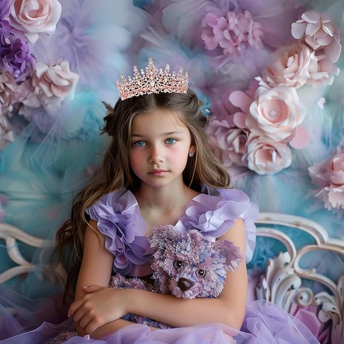 Schmoopy Tiara Crown for Women, Hair Accessories for Party Wedding (B-Rose)