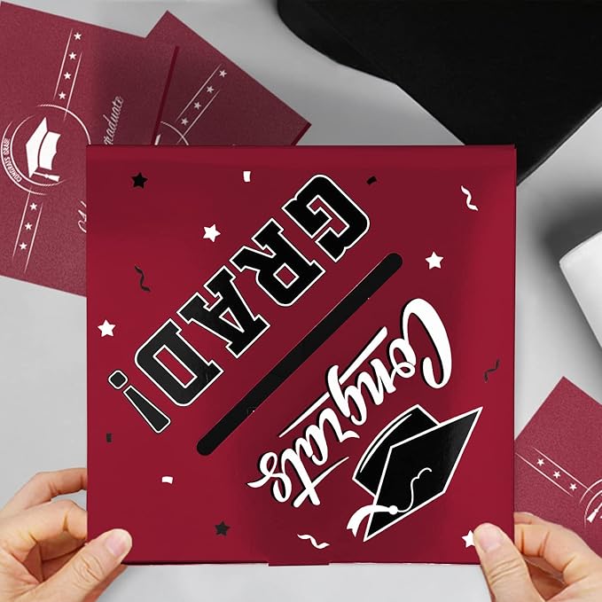 Gatherfun Graduation Party Favors Gift Decor Card Box Supplies Maroon