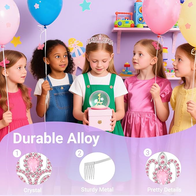 Tiara Crown for Women, Queen Tiara for Birthday Prom Bridal Party Custome Pink