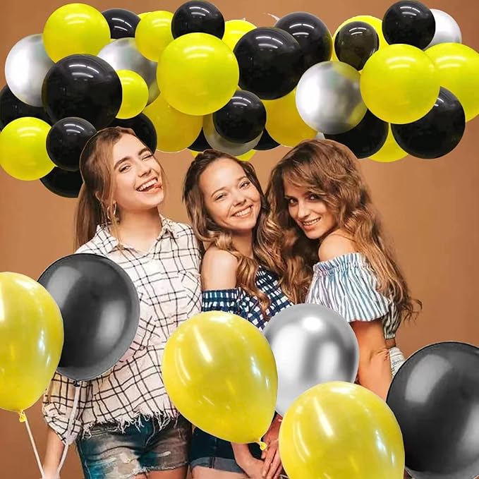 Black and Yellow Latex Helium Balloons,12inch Black Yellow Confetti Balloon for Party Decoration,Pack of 50