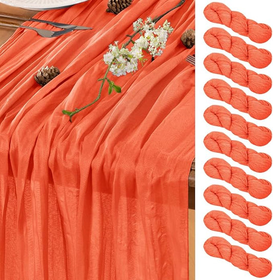 Fall Table Runner Orange Cheesecloth Table Runners 10 Pack 10FT Baby Shower Decoration 120 Inches Table Decor Dining Room Centerpiece Thanksgiving Wedding Boho Baby Shower Birthday
