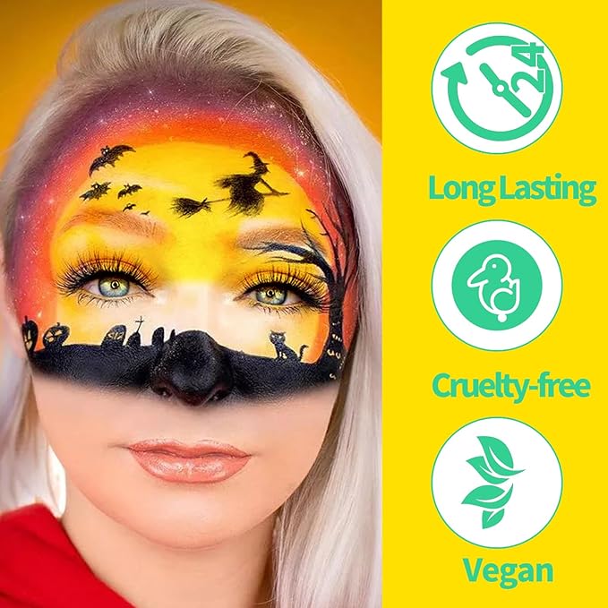 MEICOLY Yellow Face Paint Stick for Halloween SFX Lion Tiger Cosplay Makeup,Yellow Body Paint Stick for Field Day,Face Painting for Adults Kids,Waterproof Eye Black Baseball Softball Football Lacrosse